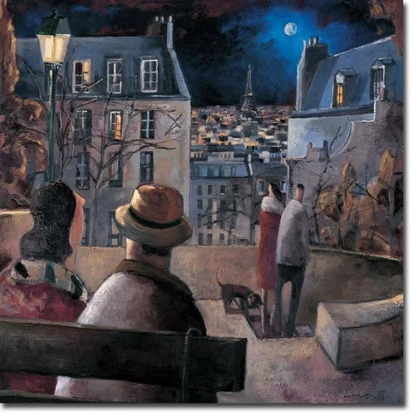 Paris La Nuit (Paris by Night) by Didier Lourenco Gallery Wrapped Canvas Giclee Art (30 in x 30 in, Ready to Hang)