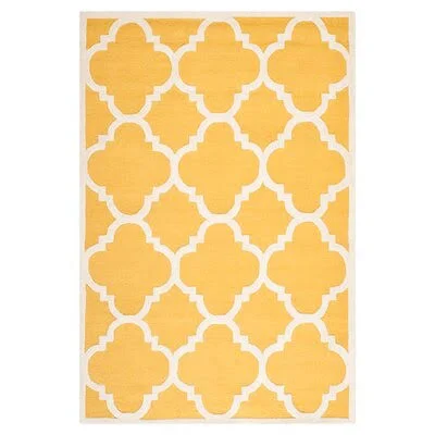 Martins Hand-Tufted Wool Gold/Ivory Area Rug Wrought Studio Rug Size: Rectangle 9' x 12'