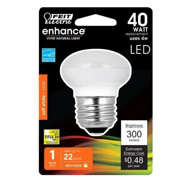 Feit Electric 40-Watt Equivalent R14 E26 Medium Base Dimmable CEC Energy Star 90+ CRI Flood LED Light Bulb - Soft White (12-Pack)