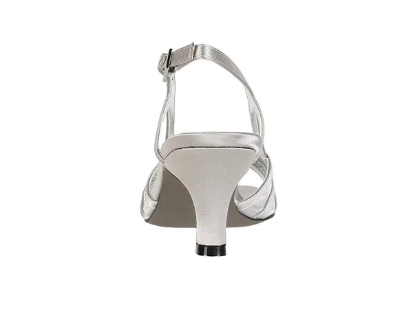 David Tate Women's Cheer Slingback, Silver Satin