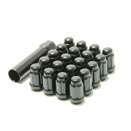 41885B Black 12mm x 1.25mm Closed End Spline Drive Lug Nut Set with KEY, (Set of 20), 34 Millimeter Length and 20 Millimeter Out