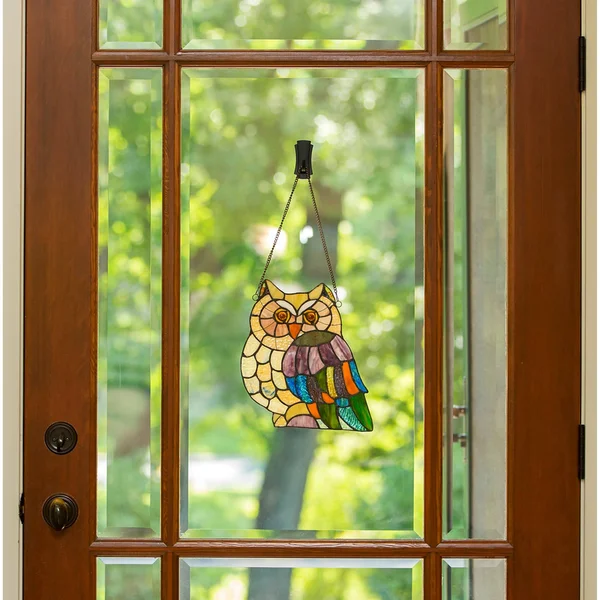 River of Goods 11x22H Stained Glass Hoot&s Owl Window Panel