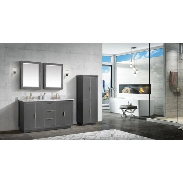 Avanity 170512-MC22-TGG Allie-Austen 22 inch Mirror Cabinet for in Twilight Gray with Gold Trim