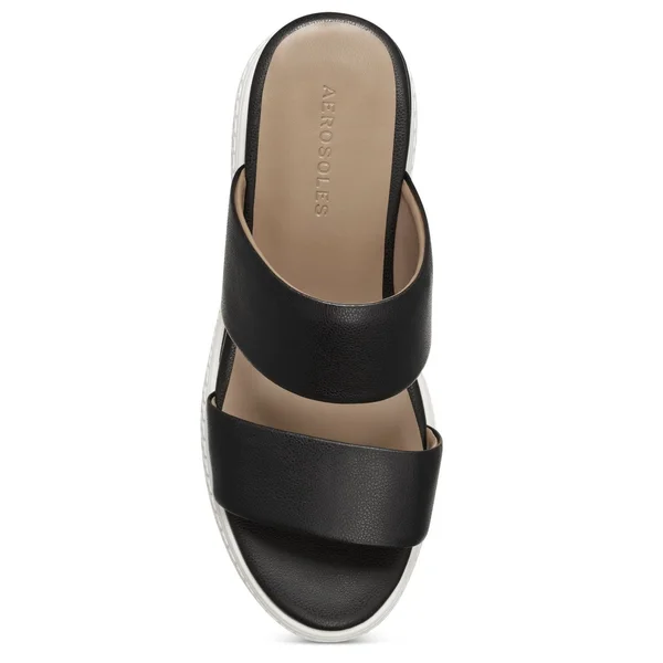 Aerosoles Women's Zeff Wedge Sandals - Black - 8M