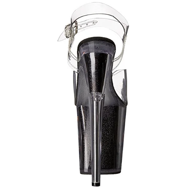 Pleaser - Flamingo-808G 6 - Clear/Black Glitter