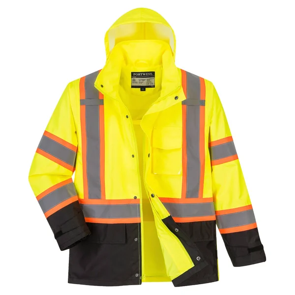 Portwest US361 Hi-Vis Contrast Tape Jacket - Yellow/Black - 3XL