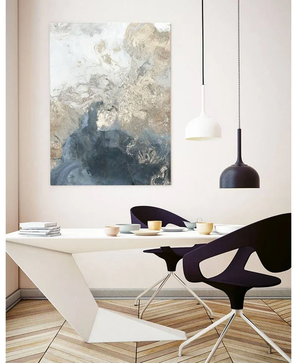 Giant Art 36x22 x 24x22 Ocean Splash II Version Museum Mounted Canvas Print - Blue