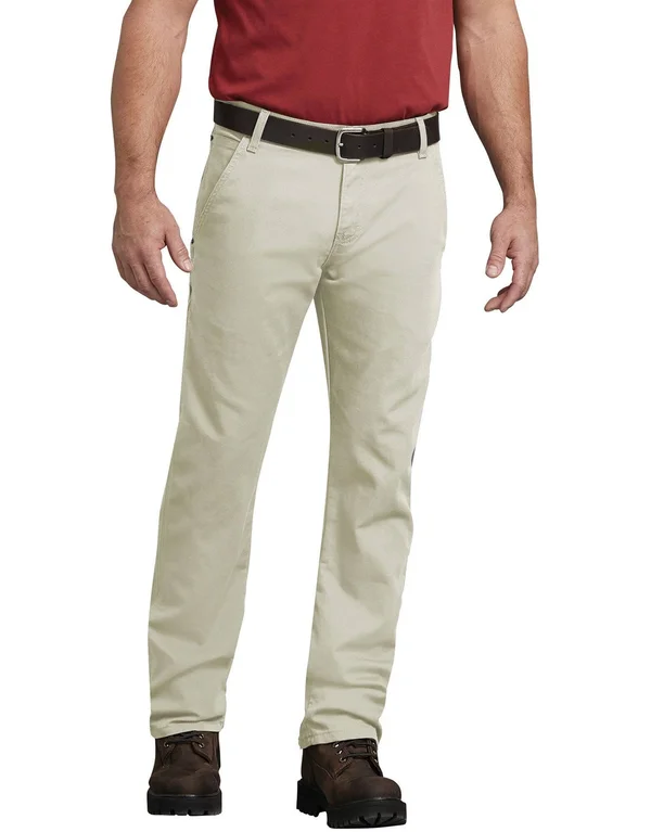 Dickies DP802 Flex Regular Fit Straight Leg Tough Max Duck Carpenter Pants - Stonewased Stone, 36