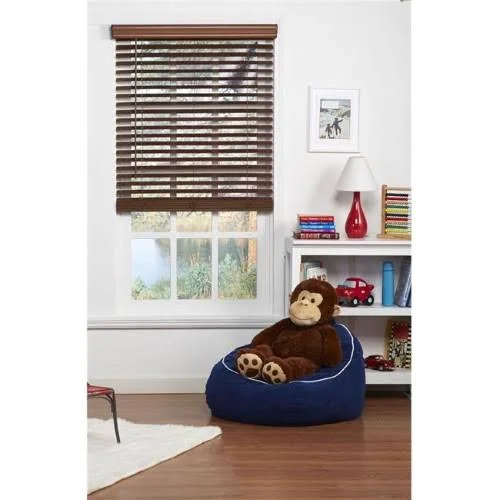 Safe Styles UBJ425X64BK 2 in. Cordless Faux Wood Blind Dark Oak - 42.5 x 64 in.