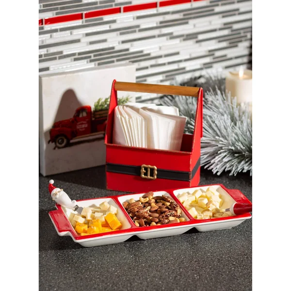 Sullivans Santa Belt Metal Trug Set of 2 - 15.25x22L & 7.5x22L Red, 9 x 12 in