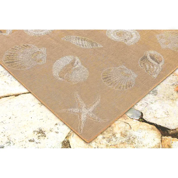 Liora Manne Carmel Shells Indoor/Outdoor Rug Aqua 23x22X7&6x22