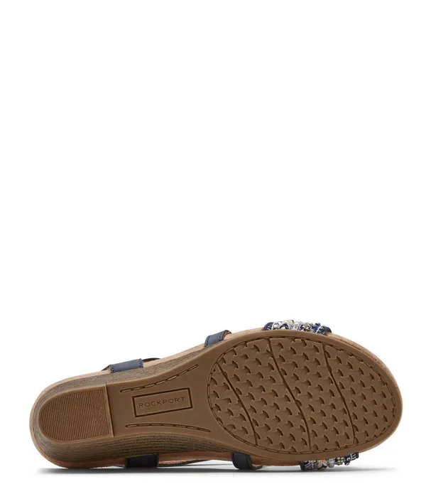 Rockport Women's Cobb Hill Hollywood Wedge Slingback, Size: 5.5, Admiral Blue Suede