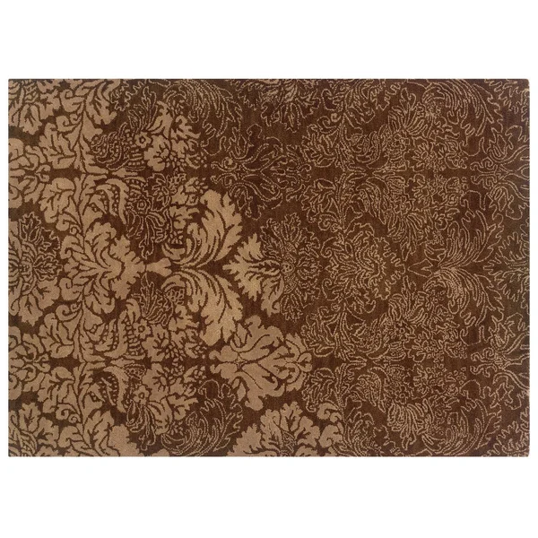 Linon Florence Damask Wool Rug, Brown