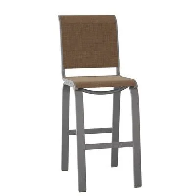 Aruba II 29.5x22 Patio Bar Stool (Set of 2) Telescope Casual Finish: Textured Silver - Fabric: Red 1D