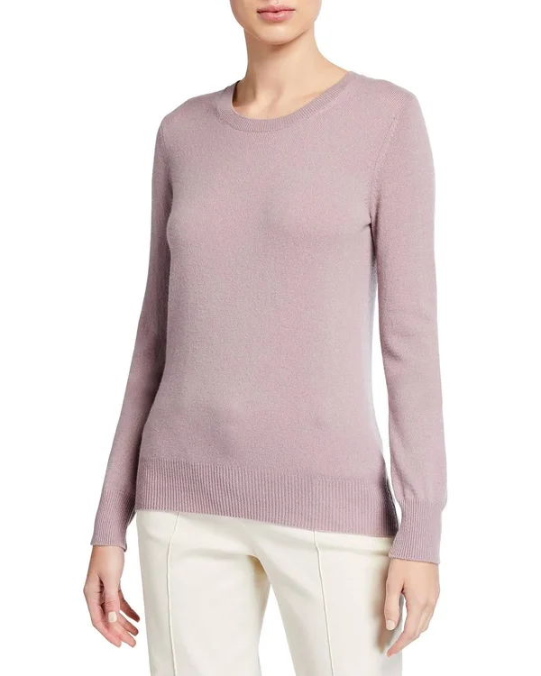 Neiman Marcus Cashmere Collection Classic Crewneck Cashmere Sweater, Iris, Women's, XL, Sweaters Cashmere Sweaters