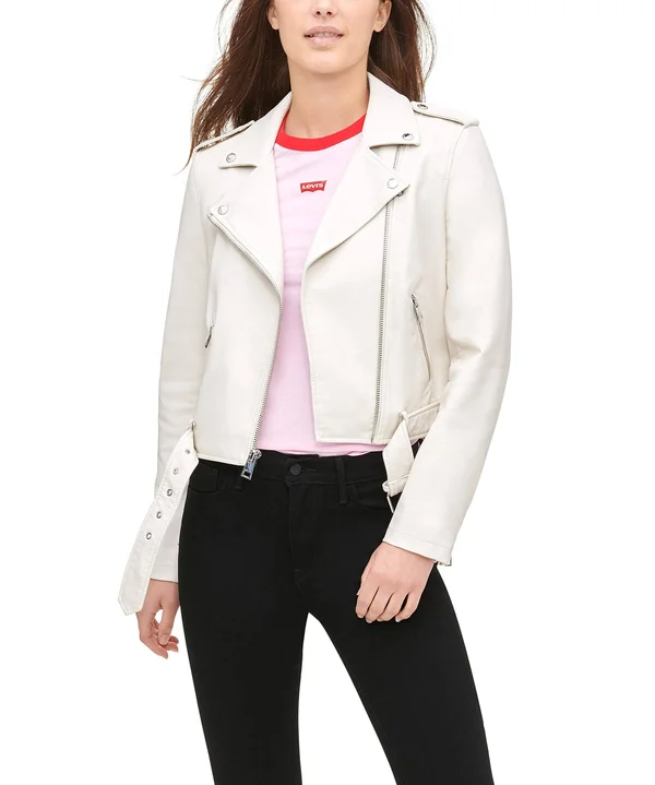 Levi&s Women's Faux-Leather Moto Jacket - Oyster