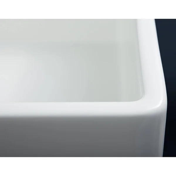 Fossil Blu Luxury 33 in. Ultra Fine Fireclay Modern Farmhouse Kitchen Sink in White, Double Bowl with Flat Front, Includes Drain