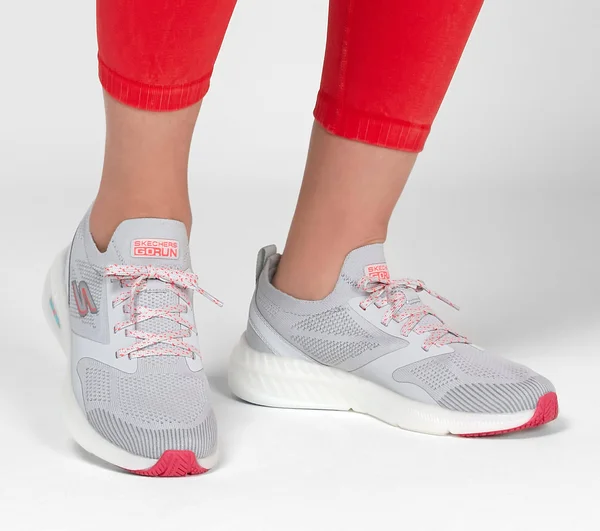 Skechers Women's GOrun Smart Hyper Sneaker, Gray/Hot Pink