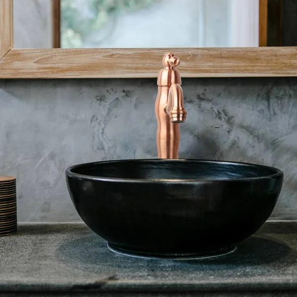 Copper Bathroom Vessel Sink Faucet - Single Handle One Hole Commercial Basin Mix