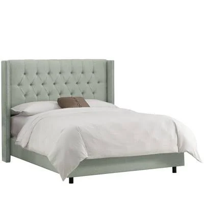AllModern Custom Upholstery Rita Upholstered Standard Bed Size: King - Body Fabric: Linen Swedish Blue