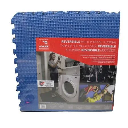 Norsk Reversible Multi-Purpose Flooring 6 Pieces Blue/Black, Size: Set