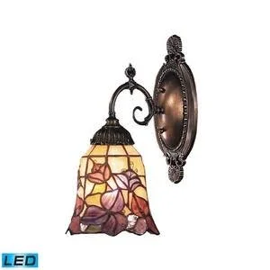 10 inch 9.5W 1 LED Wall Sconce - Tiffany Flower Wall Light LED: LED Tiffany Bronze Finish with Tiffany Glass - 31-BEL-1108181