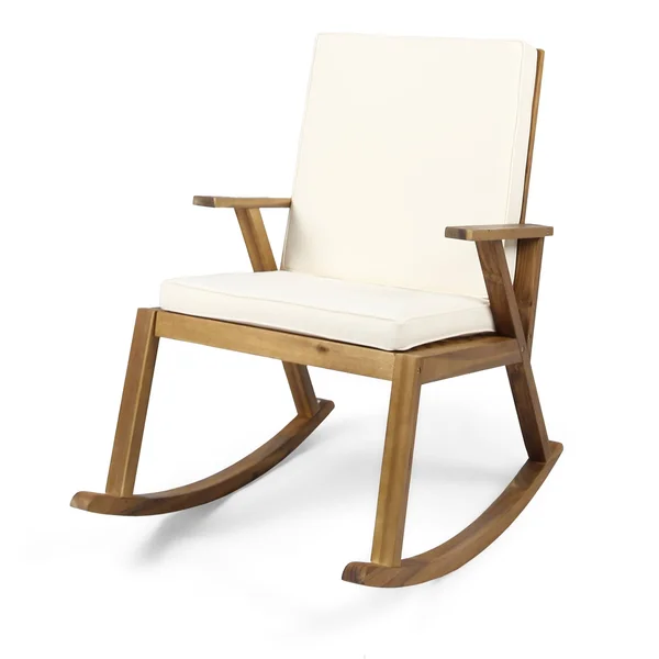 Christopher Knight Home Champlain Outdoor Acacia Wood Rocking Chair with Water-Resistant Cushions by, Size: Twin, Gray
