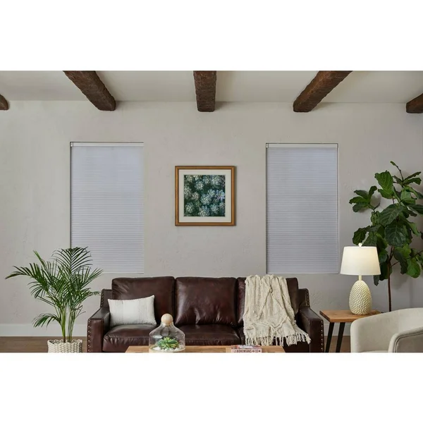 Home Decorators Collection White Cordless Blackout Cellular Shade - 55.25 in. W x 72 in. L (Motorization Compatible), Winter Whi