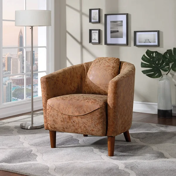 Os Home and Office Furniture Model ARN-P42 Sand Faux Leather Club Chair