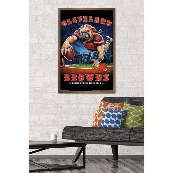 Trends International NFL Cleveland Browns - End Zone 17 Framed Wall Poster Prints Bronze Framed Version 22.375x22 x 34x22