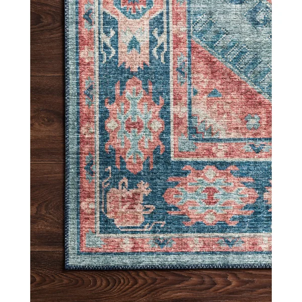 Alexander Home Leanne Traditional Distressed Printed Area Rug, Size: 9& x 12&, Blue