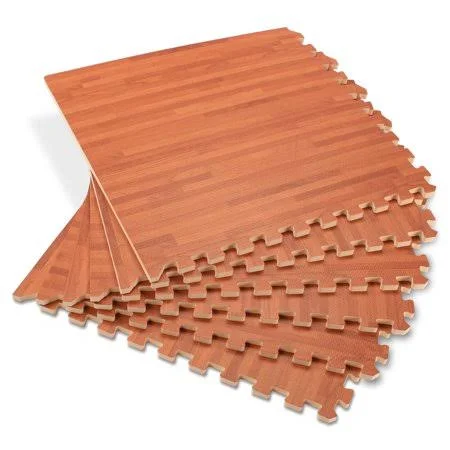 Forest Floor 5/8 inch Thick Printed Wood Grain Interlocking Foam Floor Mats - 48 Sq ft (12 Tiles), Mahogany