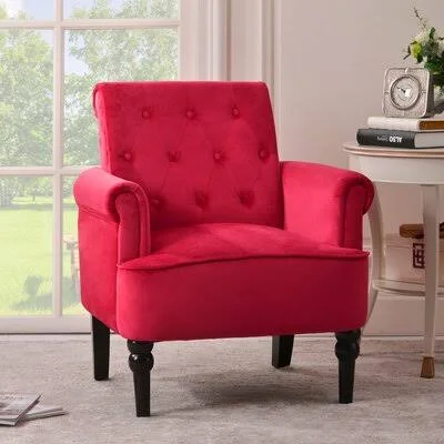 Feuerstein 29x22 W Tufted Velvet Armchair Alcott Hill Fabric: Burgundy Velvet