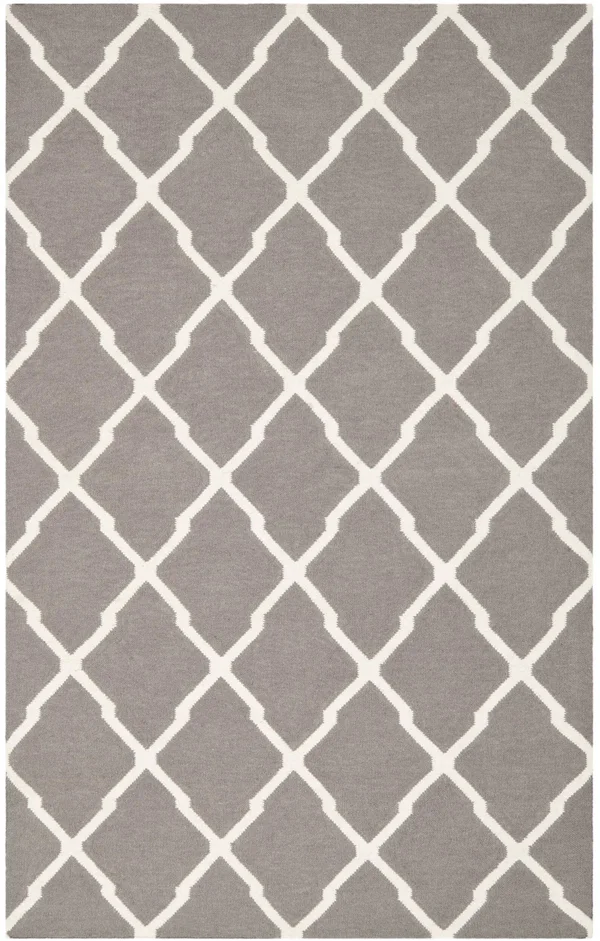 Safavieh Dhurrie Tabitha Geometric Moroccan Area Rug or Runner - Dark Gray/Ivory