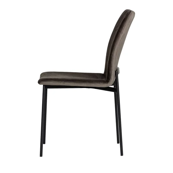 Saltoro Sherpi Sleigh Design Fabric Dining Chair with Metal Legs - Set of 2, Gray