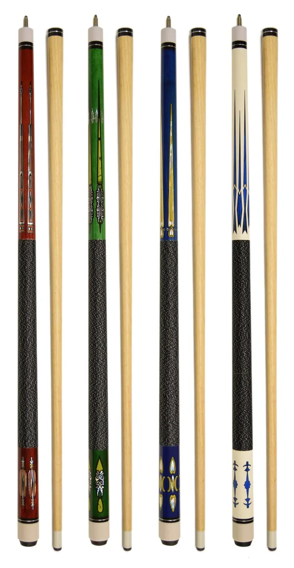 Set of 4 Pool Cues New 58x22 Billiard House Bar Pool Cue Sticks SET15~18