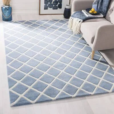 Ellicott Hand-Tufted Wool Light Blue/Ivory Area Rug George Oliver Rug Size: Rectangle 5' x 8'