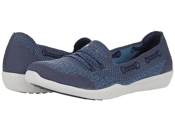 Skechers Women's Newbury St Easily Adored Vegan Slip on Sneaker - Navy