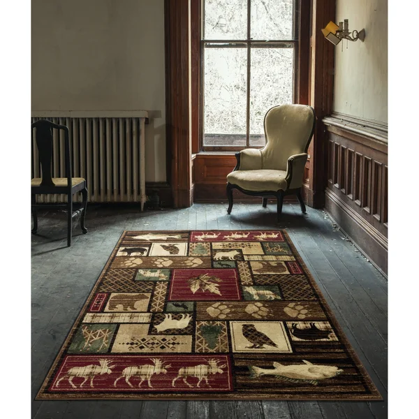 Wild Life Collection Multicolor Polypropylene Area Rug - 5&2&& x 7&5&&