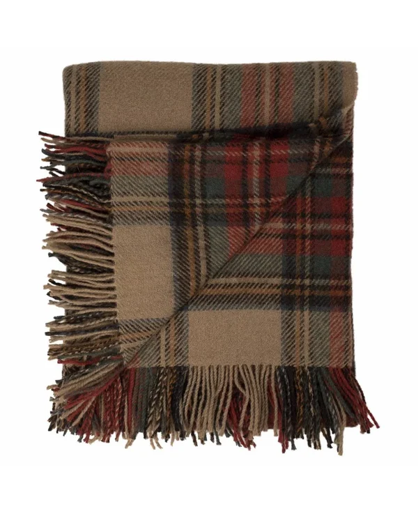 Prince of Scots Highland Tartan Tweed Pure New Wool Throw - Green