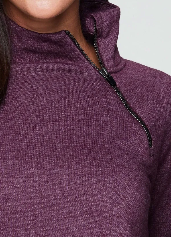Rbx Prime Ready to Roll Fleece Zip Mock Neck Pullover Top Women's Size Medium in Berry