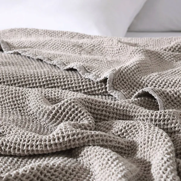 Brielle Home Darren Cotton Waffle Blanket - King/Cal King - White