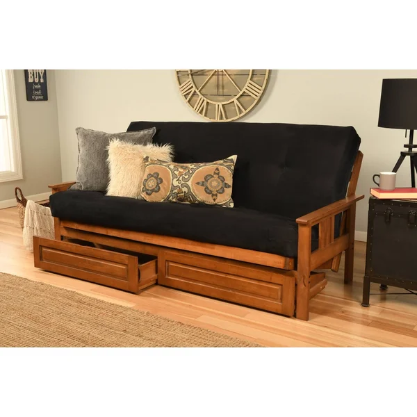 Porch & Den Kern Full-Size Storage Futon with Suede Mattress - Peter&s Cabin