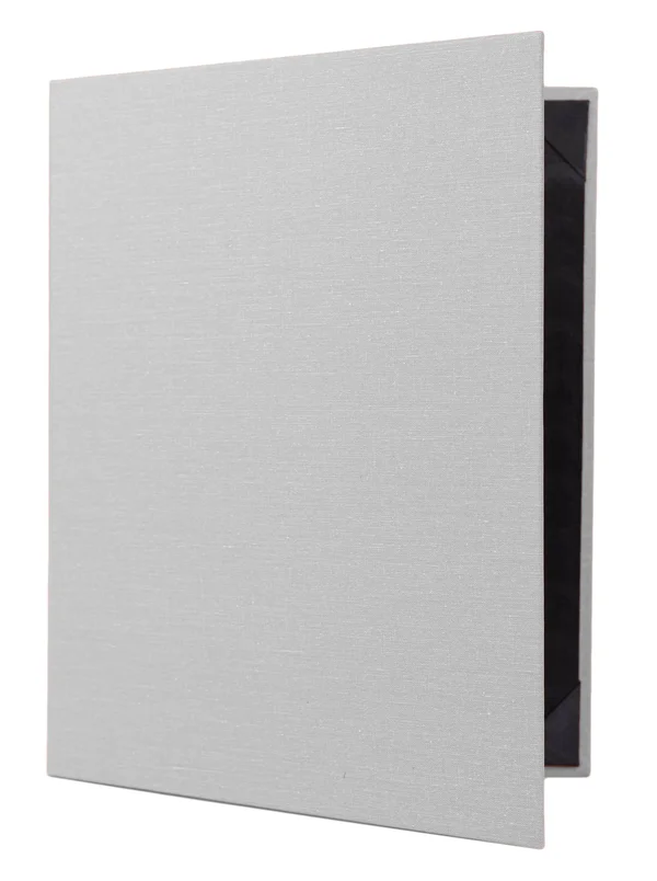 (Min 25) 4 View Book Style Quality Casebound Menu, 4.25 x 11, Metallic Silver Arrestox