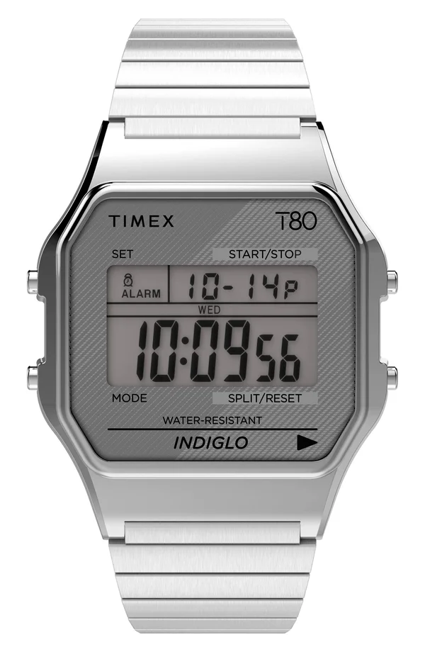 Timex T80 34mm Stainless Steel Expansion Band Watch