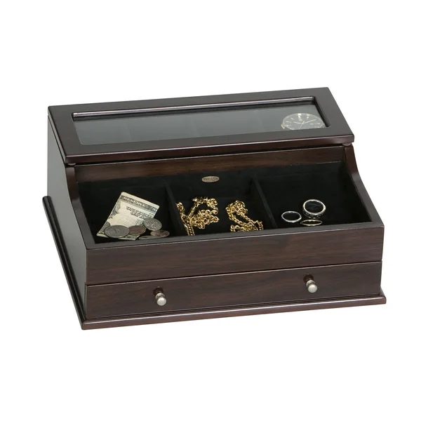 Mele & Co. Hampden Men's Glass Top Wooden Dresser Top Valet