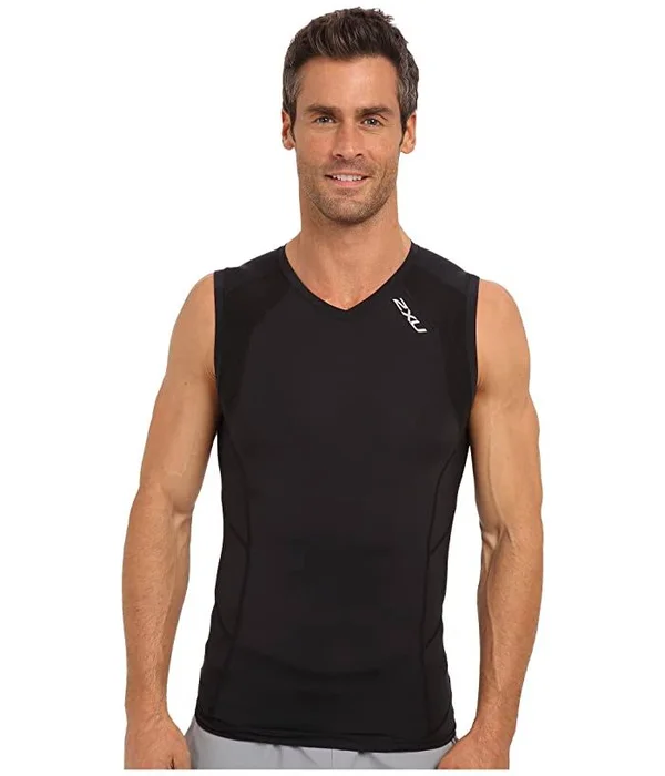 2XU Compression Sleeveless Top Black/Black, L - Men's