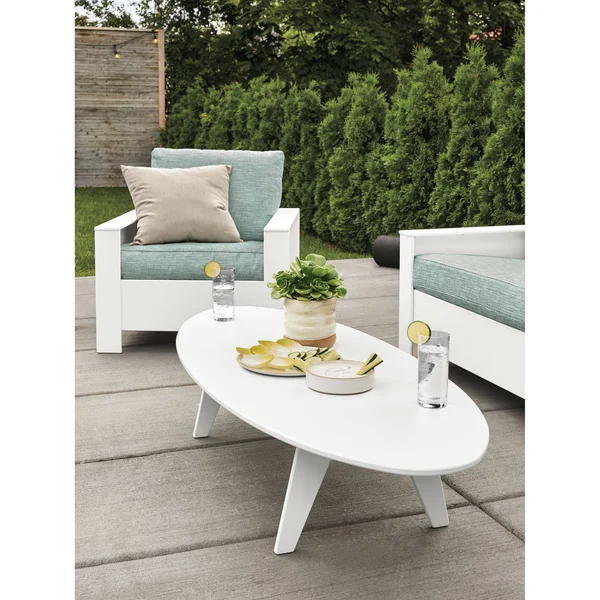 Room & Board - Modern Nova Round Outdoor Coffee Table in Blue 30 Diameter 13H in Recycled Acrylic/Plastic