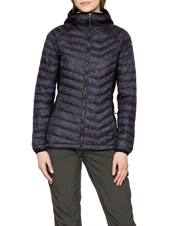 Columbia Powder Pass Hooded Jacket Black Edelweiss Print Xs