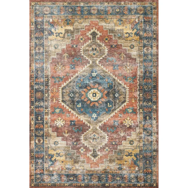 Alexander Home Leanne Transitional Aztec Vintage Printed Area Rug - 5&0x22 x 7&6x22